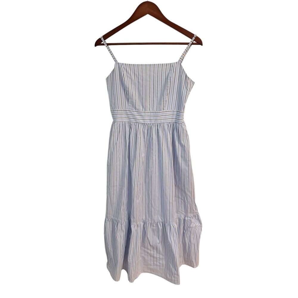 TCEC Blue and White Striped Tiered Midi Dress